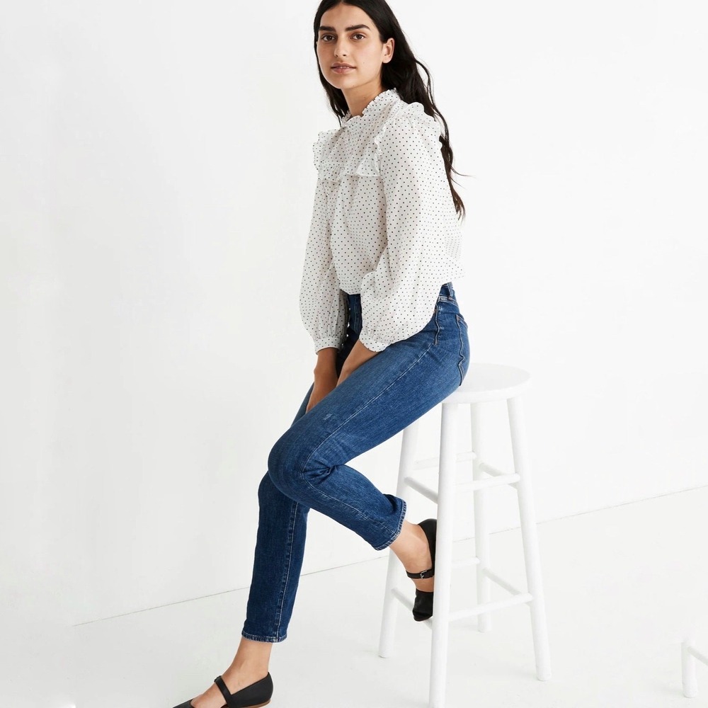 Madewell Women's Blue The High-Rise Slim Crop Denim Boyjean Size 32 - Picture 3 of 11